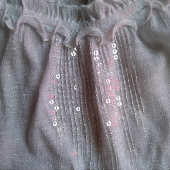 White Sequinned Lettuce Necked Shirt - Picture 3 of 4